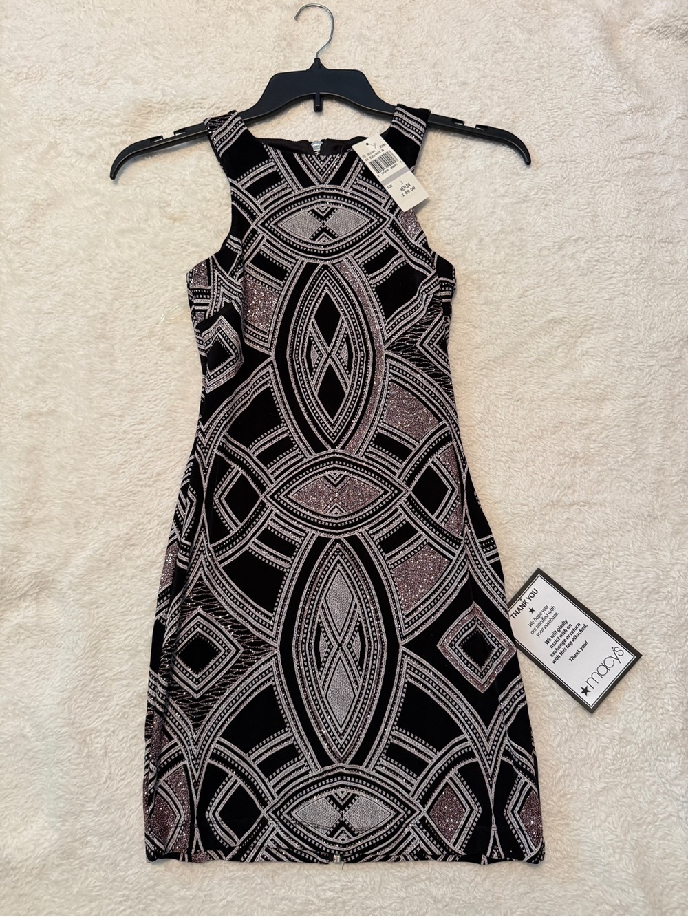 Speechless Black Dress with Silver Geometric Beading